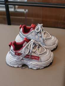 儿童厚底运动鞋，新款休闲校园透气幼儿男女童跑步鞋 - 灰色 - 查看 4