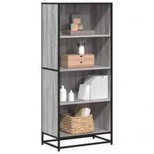 Larryhot Libreria Grigio Sonoma 60x35x139 cm in Truciolato, Facile da assemblare, dall'estetica elegante e raffinata, pratica per riporre gli oggetti, la scelta ideale per l'organizzazione e la decorazione domestica - Grigio - Visualizzare 1