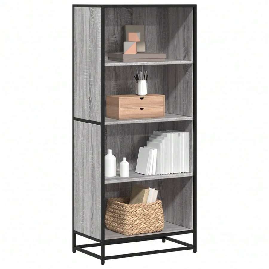 Larryhot Libreria Grigio Sonoma 60x35x139 cm in Truciolato, Facile da assemblare, dall'estetica elegante e raffinata, pratica per riporre gli oggetti, la scelta ideale per l'organizzazione e la decorazione domestica - Grigio - Visualizzare 1