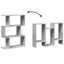 Larryhot Libreria Divisorio 3Piani Grigio Cemento 70x24x97 cm Truciolato, Facile da assemblare, dall'estetica elegante e raffinata, pratica per riporre gli oggetti, la scelta ideale per l'organizzazione e la decorazione domestica - Grigio - Visualizzare 7