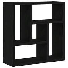 Estante de pared Larryhot de madera ingeniería roble negro 45x16x45 cm, Fácil de montar, elegante y hermoso, y conveniente para almacenar artículos, es una opción ideal para el almacenamiento y la decoración del hogar. - Negro - Ver 2