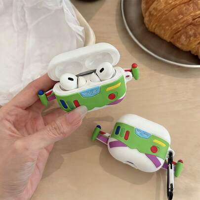 1 pieza Estuche portátil para auriculares con forma de avión de dibujos animados, adecuado para uso diario, regalo perfecto para Año Nuevo, Día de San Valentín o amigos, novia/novio