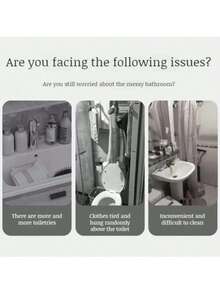 1 pieza Estantería de baño de 3 niveles, organizador independiente para inodoro y lavabo, esencial para volver a la escuela, de moda y ahorra espacio, unidad de estantería de plástico de 3 capas multifuncional, adecuada para el baño y la lavandería - No se requiere perforación - Multicolor - Ver 7