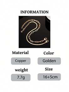 2pcs Minimalist Caterpillar Shiny Chain Bracelet Set For Girl - Gold - View 6
