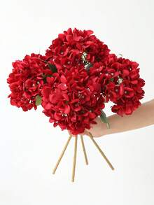 1朵逼真绣球花，带茎 - 质感逼真，适用于婚礼装饰、家居装饰、花园装饰、毕业典礼装饰、性别揭晓派对装饰、新娘送礼会、派对礼品、毕业典礼、派对装饰、新娘捧花、户外装饰、露营、庭院装饰 - 紅色 - 查看 5