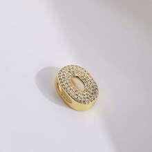 1颗18K镀金A-Z锆石字母吊坠珠，女士DIY定制名字手链时尚首饰礼品 - 金色 - 查看 29