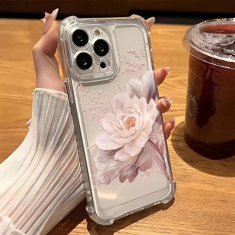 Funda de teléfono premium a prueba de golpes y resistente a caídas Funda de teléfono: CLC Una delicada flor con ramas y cuentas adecuada para fundas de 7, 8, 11, 12, 13, 14, 15, 16, 17 Pro Max, antideslizante, elegante y resistente a caídas, rica, auspiciosa y próspera, agarre de teléfono antideslizante, funda decorativa ¿quién podría resistirse a una funda de teléfono tan resistente y elegante? - 1 pieza - Ver 1