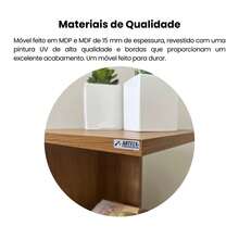 Mesa de Apoio Lateral Bis com prateleiras para Sala ou Escritório Artely Cinamomo e Branco - Marrom Claro - Visão 5