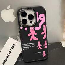 Resistente a quedas pink cat UV impressão silicone macio plating metálico Capinha Capa Para Apple i p h o n e 11 12 13 14 15 16 17 pro max 14 15 16 PLUS 17 AIR x xr xs max anti-impacto design minimalista protetora minimalista antiarranhões que se encaixa perfeitamente cases P6737 - Preto - Visão 10