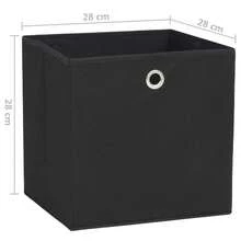 Cajas de almacenamiento vidaXL, 4 unidades, tela no tejida, 28x28x28 cm, color negro. - Negro - Ver 2