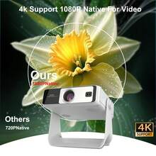 DONGYING New Release, Flagship Projector, Native 1080p, Supports 4K Ultra HD Projection, Android Smart System, WiFi 6, Auto Focus + Keystone Correction, Home Theater Projector, Portable Projector, Rotatable Gimbal, Supports 180° Rotation, Wireless Projection For Smartphones, Computers, Tablets, Office Presentation, New Year Gift - White - View 4