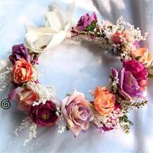 YAZILIND Adjustable Flower Headband Hair Wreath Floral Garland Crown HA 11LO Headpiece With Ribbon Boho Wedding Festival,1-Color - 1-color - View 3