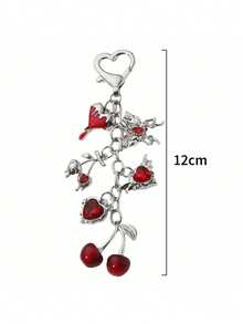 1个精美樱桃心形蝴蝶珐琅钥匙扣 Y2k新哥特植物爱情钥匙圈 女士女孩精美礼物 手工饰品 - 鑰匙鏈 - 查看 9