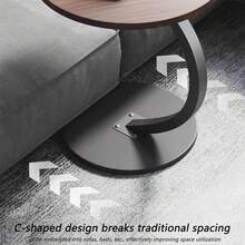 C Shaped Side Table, Round Sofa End Table, Portable Small Coffee Laptop Table For Living Room, Bedroom & Study, Multifunctional Bedside Table For Home Use - Ginger - View 6