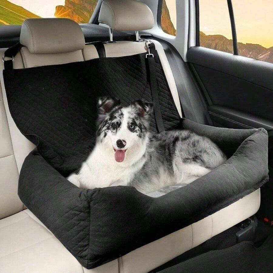 Arien Asiento para Perro Auto Asiento de Coche para Perros Medianos y Grandes Cama de Coche Segura y Cómoda Tamaño Mediano bajo 60 lbs Asiento Lavable para Perros - negro123 - Ver 1