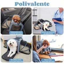 Bolsa Transporte Transpirable para Gatos y Perros Transportín de Plegable y Expandible para Mascotas Transportín para Mascotas con Alfombrilla de Forro Polar y Diseño de 4 Ventanas - Gris - Ver 4