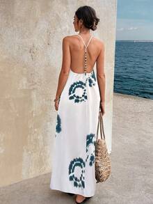 Đầm Doriss Summer dây mảnh hở lưng đính ngọc trai in họa tiết, trang phục thanh lịch dành cho phái nữ, thích hợp cho Ngày Valentine, đi biển, Lễ Tạ ơn, Lễ tốt nghiệp, buổi hòa nhạc, tiệc brunch. - Nhiều màu - Xem 3