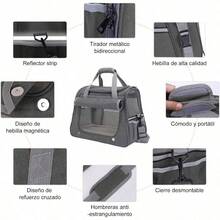 Transportadora para Perro y Gato, Bolsa de Transporte Transpirable para Mascotas, Transportín para Mascotas Pequeños y Medianos, Portador Plegable para Mascotas al Aire Libre con Tapete de Lana, Gris& asiento para perro auto | mascotas perros | cama para perro. - Gris - Ver 5