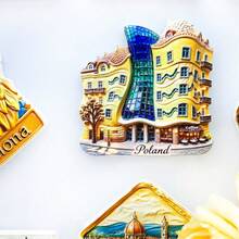1pc Resin Refrigerator Magnet, Poland, Austria, Czech Landmarks Of Krakow, Hallstatt, Prague, Travel Souvenir, Home Decor Magnets For Bedroom, Kitchen, Wall, Creative Gift - Multicolor - View 6