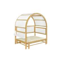 Extendable Arched Roof Bed, Sliding Bed, Children's Bed, Daybed, Small Side Shelf, Pine+MDF, White+Natural, 140x200cm - White - View 9