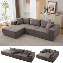 Hodeffior 108" Modular Sectional Sofa, With Left Chaise, Cloud Couch, L-Shaped Boneless Design, Compressed Sofa Bed, No Assembly Required, For Living Room - Grey-left - View 9