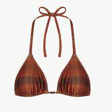 Women Y2k Plaid Shorts Bikini Set Halter Triangle Bikini Top Micro Shorts Sets Aesthetic Gingham Swimsuit - Cà phê nâu - Xem 4