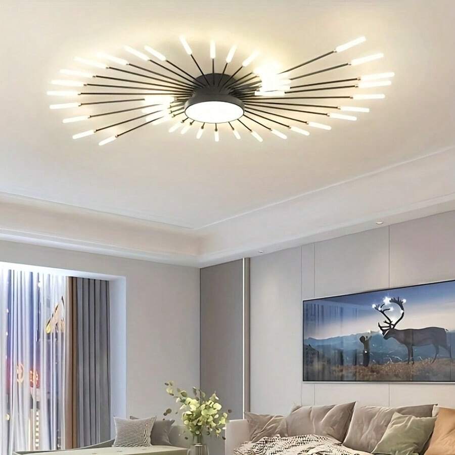 42+1 Head Modern Semi-Flush Mount LED Ceiling Light, Acrylic Lampshade, Hardwired 110-240V, Switch Control, Includes Installation Hardware, Suitable For Bedroom, Living Room, Dining Room - Multicolor - View 1