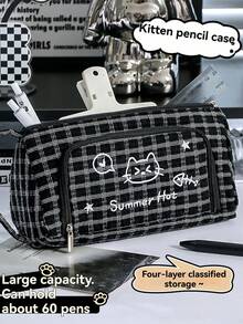 Conjunto com 1 unidade de estojo/bolsa para material escolar, estojo grande para material escolar, estojo portátil para material escolar, cosméticos, presente portátil, adequado para escritórios, escolas, jovens, meninas, meninos, meninas e adultos. [O produto inclui apenas o estojo/bolsa para material escolar; acessórios da imagem não inclusos.] - Multicolorido - Ver 10