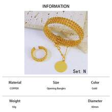 24K Gold Plated Luxury Dubai Style Bangle & Ring Set, Islamic Saudi Arabia Design Jewelry For Women, Wedding Party - Bracelet Ring Set - View 26