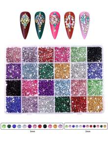 3500pcs 2-3mm Multi-Size Jelly Resin Rhinestones, Suitable For Sparkling Crafts. Flat Bottom Gem Stones Decorations For Nails, Face/Eye Makeup, Cups, Bottles, DIY Handicrafts, Clothing, Shoes, Phones Nail Supplies Nail Gems - Multicolor - View 1