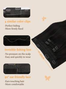 DOORES Hair Halo Hair Extensions Real Human Hair, 12-22 Inch 70-120g Invisible Wire Hair Extensions 100% Human Hair Natural Black Hair Halo Extensions For Women With Adjustable Clips And Secret Wire – Daily Use, Easy To Wear & Invisible For Winter, Christmas, Cosplay, Campus And Date Night - S1B - View 3