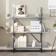 Larryhot Libreria 3 Ripiani Grigio Sonoma 100x33x108,5 Legno Multistrato, Facile da assemblare, dall'estetica elegante e raffinata, pratica per riporre gli oggetti, la scelta ideale per l'organizzazione e la decorazione domestica - Grigio - Visualizzare 3