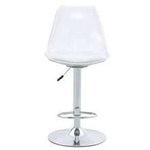 Modern Set Of 2 Adjustable Bar Stools With Transparent Plastic Backs And Silver PU Leather Seats. The Metal Legs Are Height-Adjustable And Can Rotate 360° Simultaneously, Making Them Perfect For Kitchens, Small Dining Rooms, And Other Occasions. - White - View 5