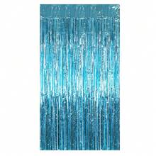 1pc/3pcs Matte Light Blue Tassel Foil Curtain - 3.3ft X 6.6ft Metallic Wire Backdrop Curtain - Blue Tassel, Suitable For Bachelor Party, Bridal Shower Decor, Birthday Party, Photo Booth - Coastal Theme, Nautical Decor, Doorway & Party Supplies