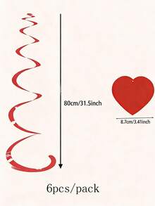 Heart Shaped Hanging Decor, Valentine's Day Pennant, Room Decoration, Party Decoration - Red - View 3