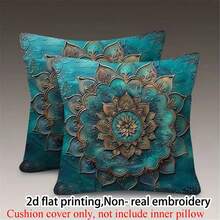 2件装新品 | 惊艳！ | 黄灰雏菊图案装饰抱枕套/沙发靠垫套，数码印花，适用于户外抱枕装饰、沙发、客厅、床，不含枕芯 - 黃&白 - 查看 11