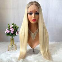 High Quality 13x4 Ombre Blonde Synthetic Lace Front Wig, Women's Soft Straight Hair, Realistic & Natural, Platinum Blonde Wig - Multicolor - View 7