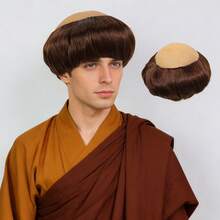 Men's Monks Wigs, Short Straight Synthetic Hair Ugly Wigs, Copper-Red Brown Black Gray Silver-White Available, Funny Balding Party Costume Monk Wigs For Man Cosplay Old Man Bald Wig For Christmas Birthday Thanksgiving Day Gifts, Natural Looking, Beginner Friendly, Holiday Festival Concerts Bar Club Stage Performance Accessories & Events Photography Props - Multicolor - View 15