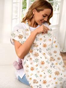 1pc Lightweight Floral Print Soft & Breathable Nursing Cover, For Breastfeeding Mothers