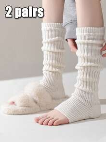1/2/3 Pairs Women's Solid Color Rib Knit Leg Warmers, Decorative Knitted Leg Warmers, Minimalist Vintage Style, High Elasticity, Comfortable And Warm, Can Be Paired With Boots, Suitable For Autumn/Winter Daily Wear - Multicolor - View 23