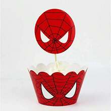 12 que cắm trang trí bánh cupcake màu đỏ hình nhện, dùng để trang trí tiệc sinh nhật. - Nhiều màu - Xem 2