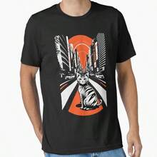 T-Shirt Esencial de Arte Optico Gato - Negro - Ver 1