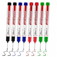 8pcs Long Nib Marking Pens - Oil-Based Quick-Dry Ink, Durable PPSU Plastic & Metal Construction With Ergonomic Grip, For Deep Hole Marking For Carpentry, Ceramic Tile, Bathroom Installation, Woodworking Tools, Ppsu Construction, Painting