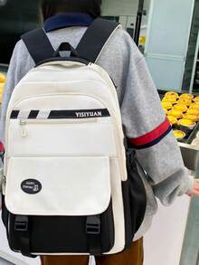 Back To School Classic Lightweight Portable Fashionable Versatile Comfortable Spacious Backpack Set - Black - View 2