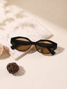 1 PC Women's Casual Fashion Glasses Irregular Polygon Cat-Eye Full Frame Poly-Carbonate Fashion Glasses Lightweight Frame For Outfit With Glasses Box - Multicolor - View 3