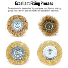 27PCS Rotary Wire Brush Cleaning Wheel Cup Brush Drill Attachment Bit Set Tool - Gold - View 4