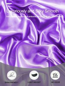 2/3件套纯色紫色缎面床笠套装，仿丝绸质感，含1个床笠和1/2个枕套（不含枕芯），现代柔软床上用品套装，适用于家用特大号、大号、标准双人床、单人床等多种尺寸，床笠深度可达11.8英寸，透气防皱，提升睡眠质量，可机洗。 - 紫羅蘭色 - 查看 7