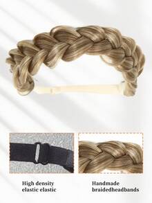 1pc Black, Gold, Brown, Dark Brown Handmade Braided Wig Headband, Suitable For Women And Girls, Synthetic Braided Hair Extensions, Elastic Headband With Adjustable Waistband, Braided Headband, Suitable For Daily Wear, Parties And Special Occasions. - Multicolor - View 8