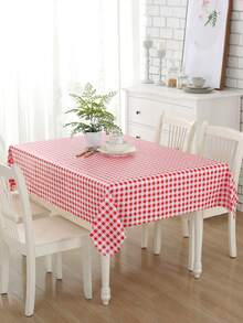 1pc Lightweight Red & Blue Plaid PVC (Polyvinyl Chloride) Waterproof, Oil-Resistant Rectangular Tablecloth, Suitable For Picnics, Camping, Restaurant Decor, Mildew-Resistant, Stain-Resistant, Waterproof, Also Applicable For Cafe Photography, Christmas Decoration, Birthday Party/Homestay Decor, Red & Blue Color Scheme, Suitable For All Seasons - Red - View 2