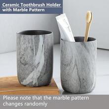 Marble Grey Toothbrush Holders - 2 Ceramic Toothbrush Holders For Bathrooms Toothbrush Toothpaste Holders Set, Grey Bathroom Tumbler Cups Reusable Toothbrush Mouthwash Cup, Bathroom Counter Organizer.,1pcs,GreyMarble - Đá cẩm thạch xám - Xem 6